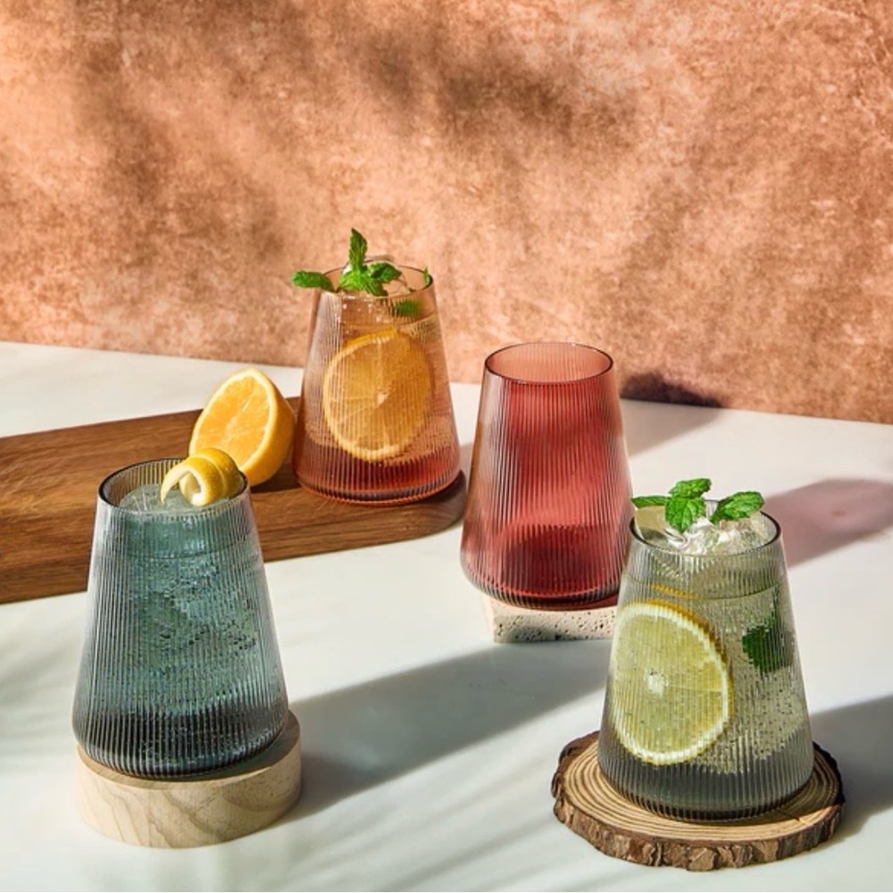NEW KHEN Colorful Wine Glass Tumbler Set of 4 - Picture 2 of 8